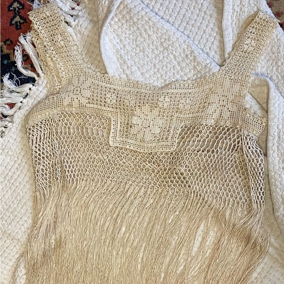 VINTAGE Y2K BOHO FRINGE CROCHET TOP - Picture 3 of 4